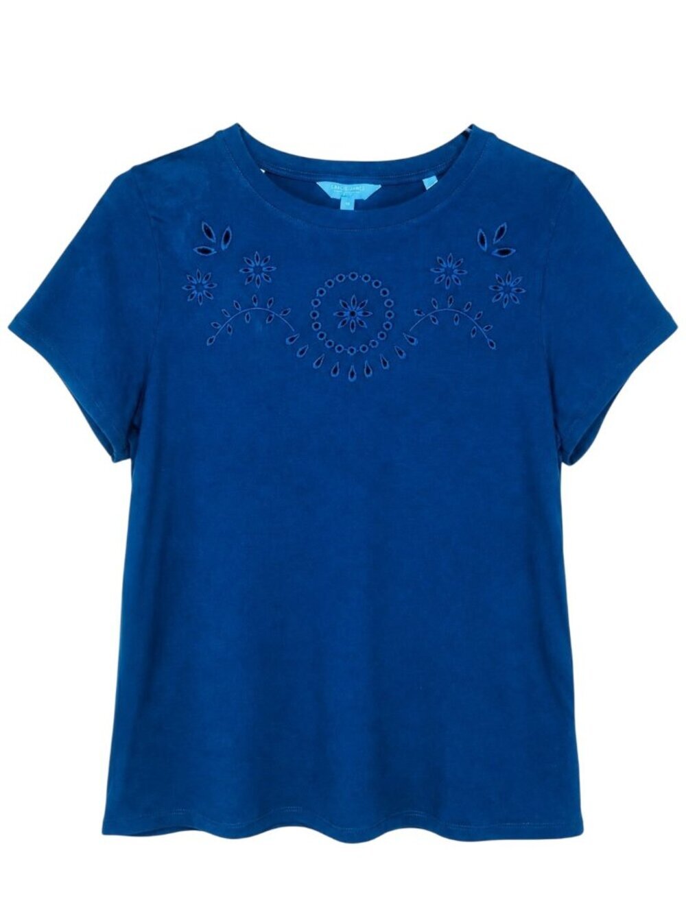 DRAPER JAMES RSVP Navy Embroidered Eyelet T-Shirt - Size Medium